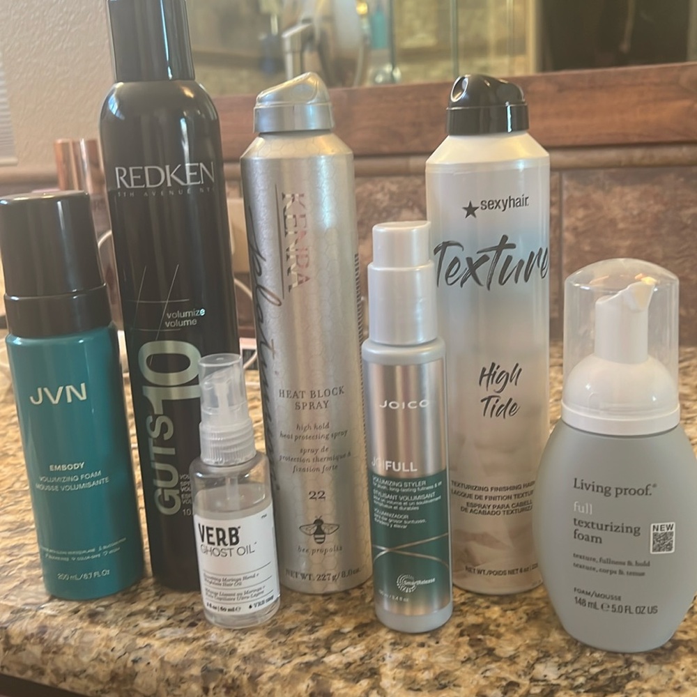 Lot of hair styling products